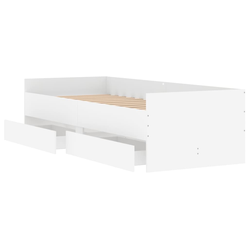 Bed Frame with Drawers without Mattress White 90x200 cm