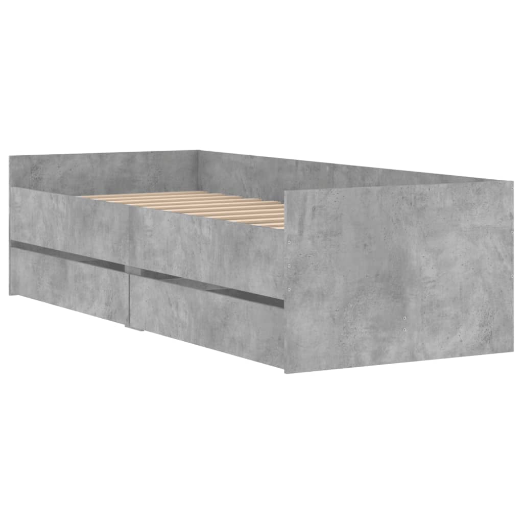 Bed Frame with Drawers without Mattress Concrete Grey 90x200 cm