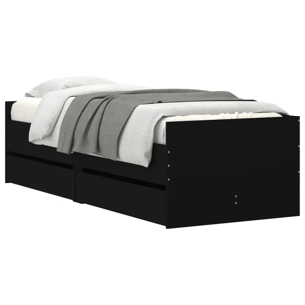 Bed Frame without Mattress Black 75x190 cm Small Single Small Single