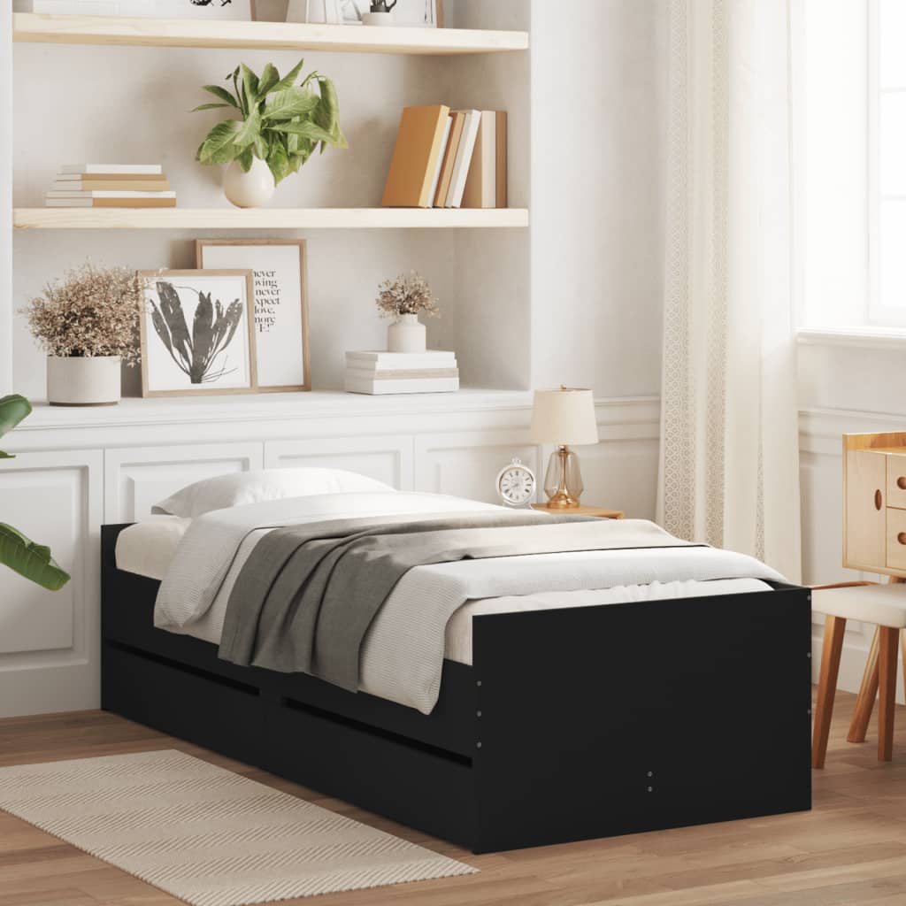 Bed Frame without Mattress Black 75x190 cm Small Single Small Single