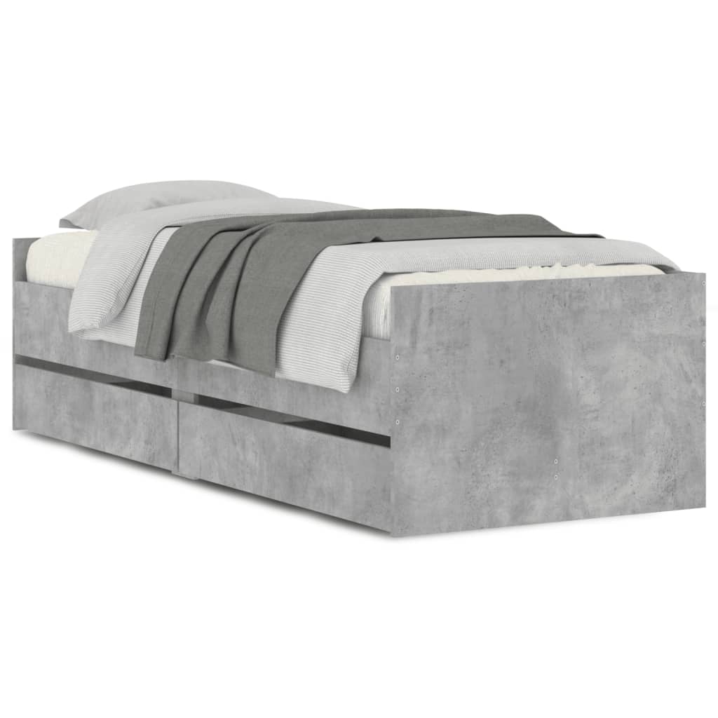 Bed Frame without Mattress Concrete Grey 75x190 cm Small Single Small Single