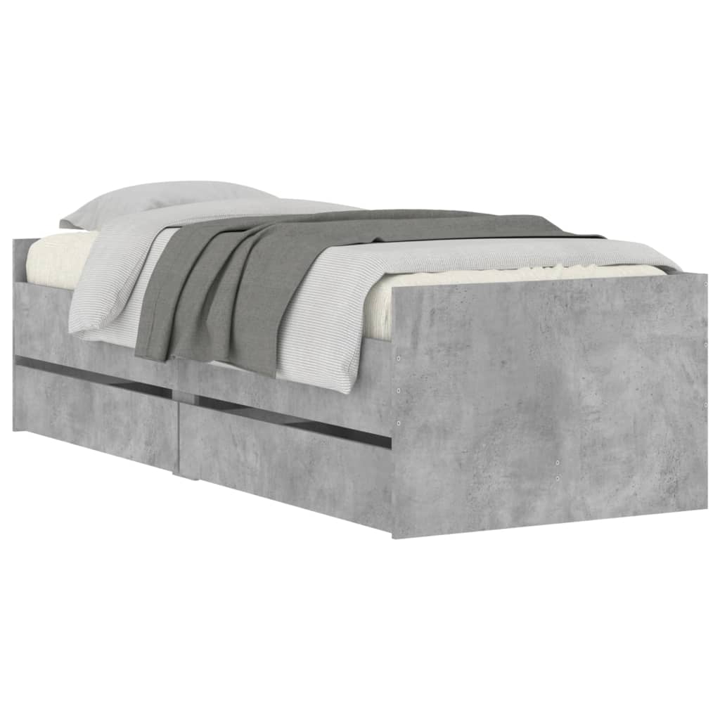 Bed Frame without Mattress Concrete Grey 75x190 cm Small Single Small Single