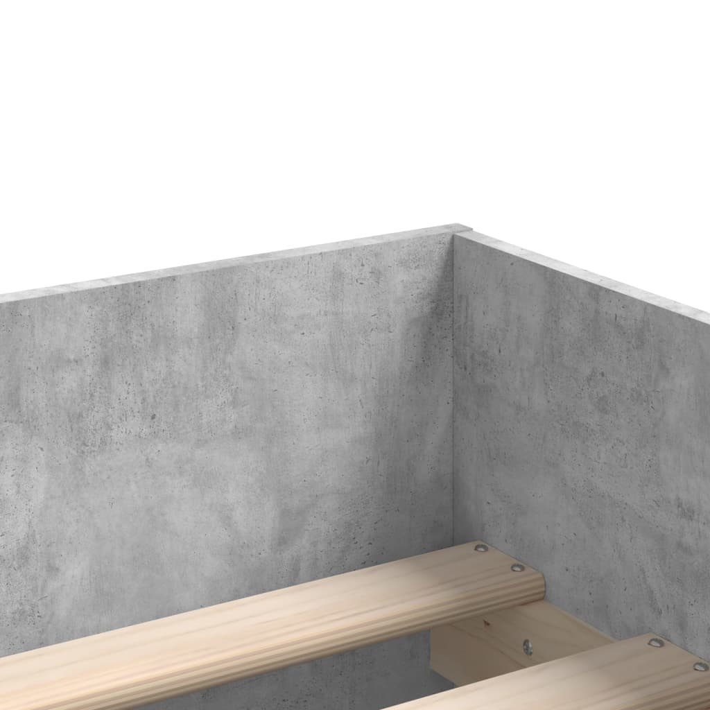 Bed Frame without Mattress Concrete Grey 75x190 cm Small Single Small Single