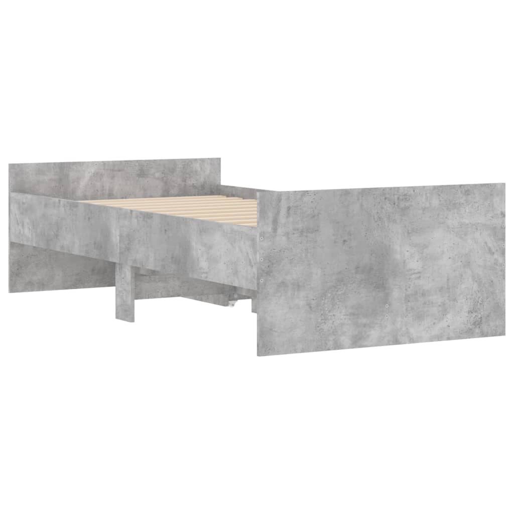 Bed Frame with Drawers without Mattress Concrete Grey 100x200 cm