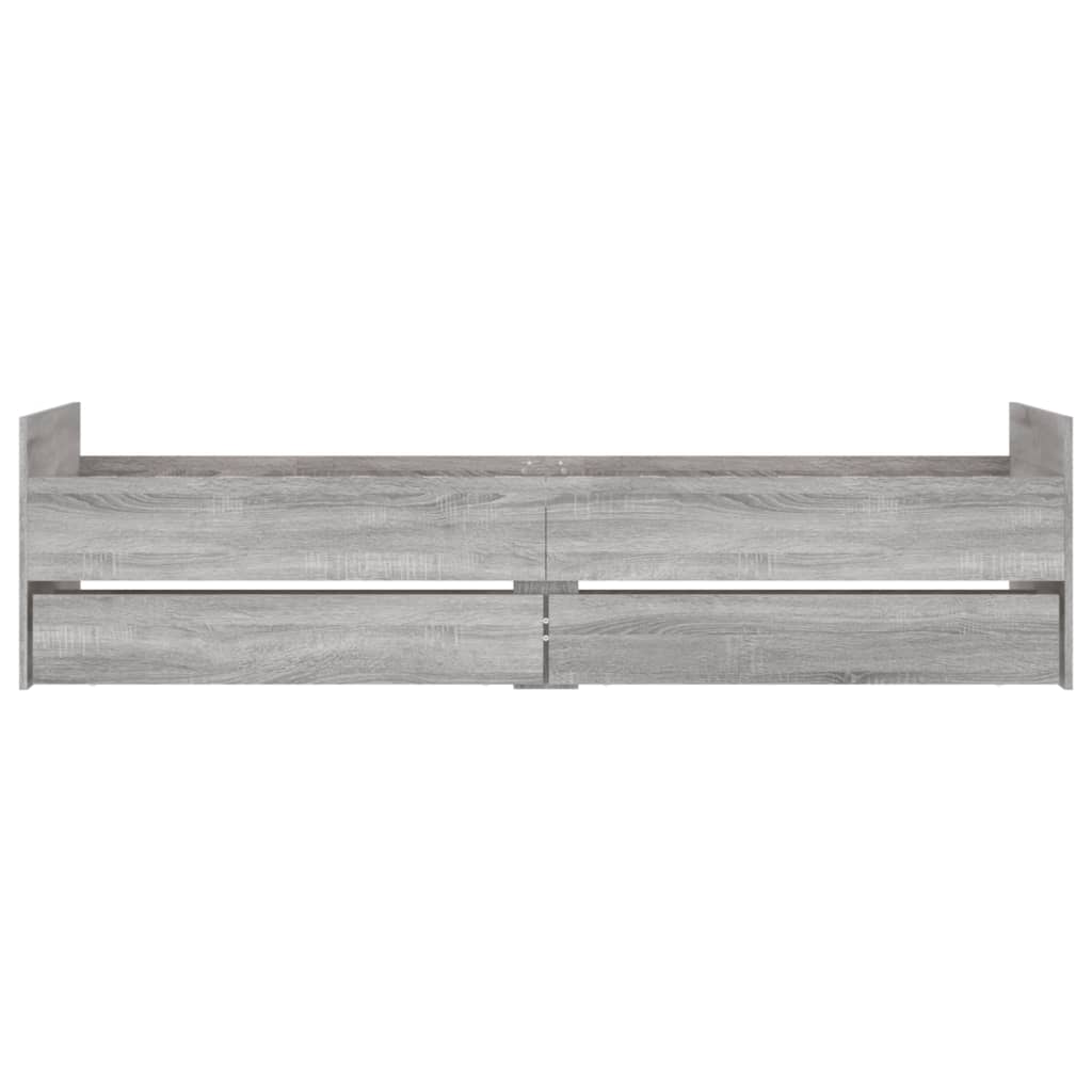 Bed Frame with Drawers without Mattress Grey Sonoma 100x200 cm