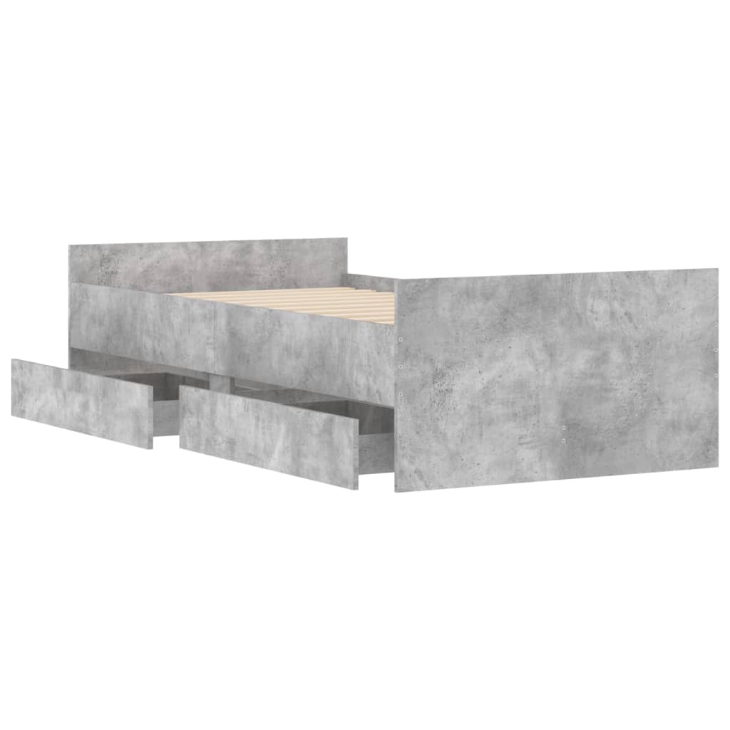 Bed Frame with Drawers without Mattress Concrete Grey 90x200 cm