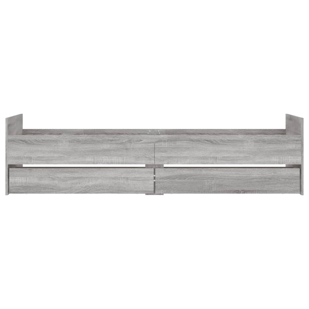 Bed Frame with Drawers without Mattress Grey Sonoma 90x200 cm