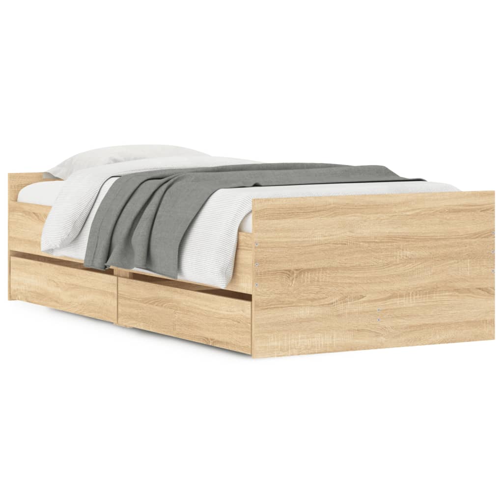 Bed Frame without Mattress Sonoma Oak 75x190 cm Small Single Small Single