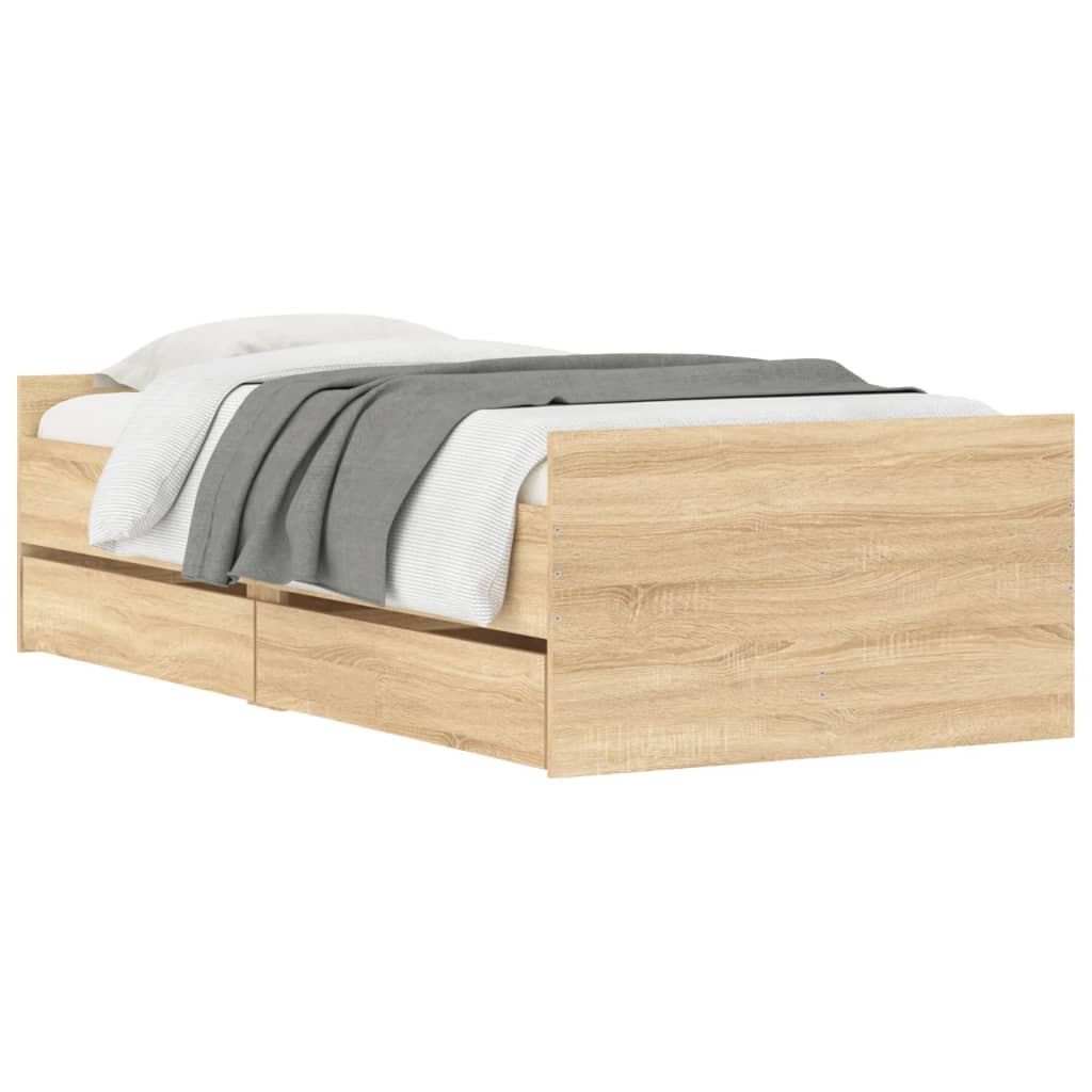 Bed Frame without Mattress Sonoma Oak 75x190 cm Small Single Small Single
