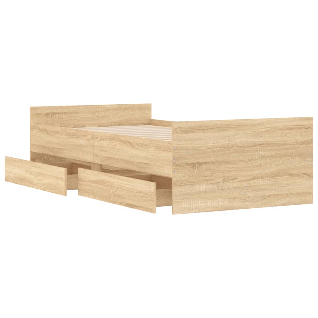 Bed Frame without Mattress Sonoma Oak 75x190 cm Small Single Small Single