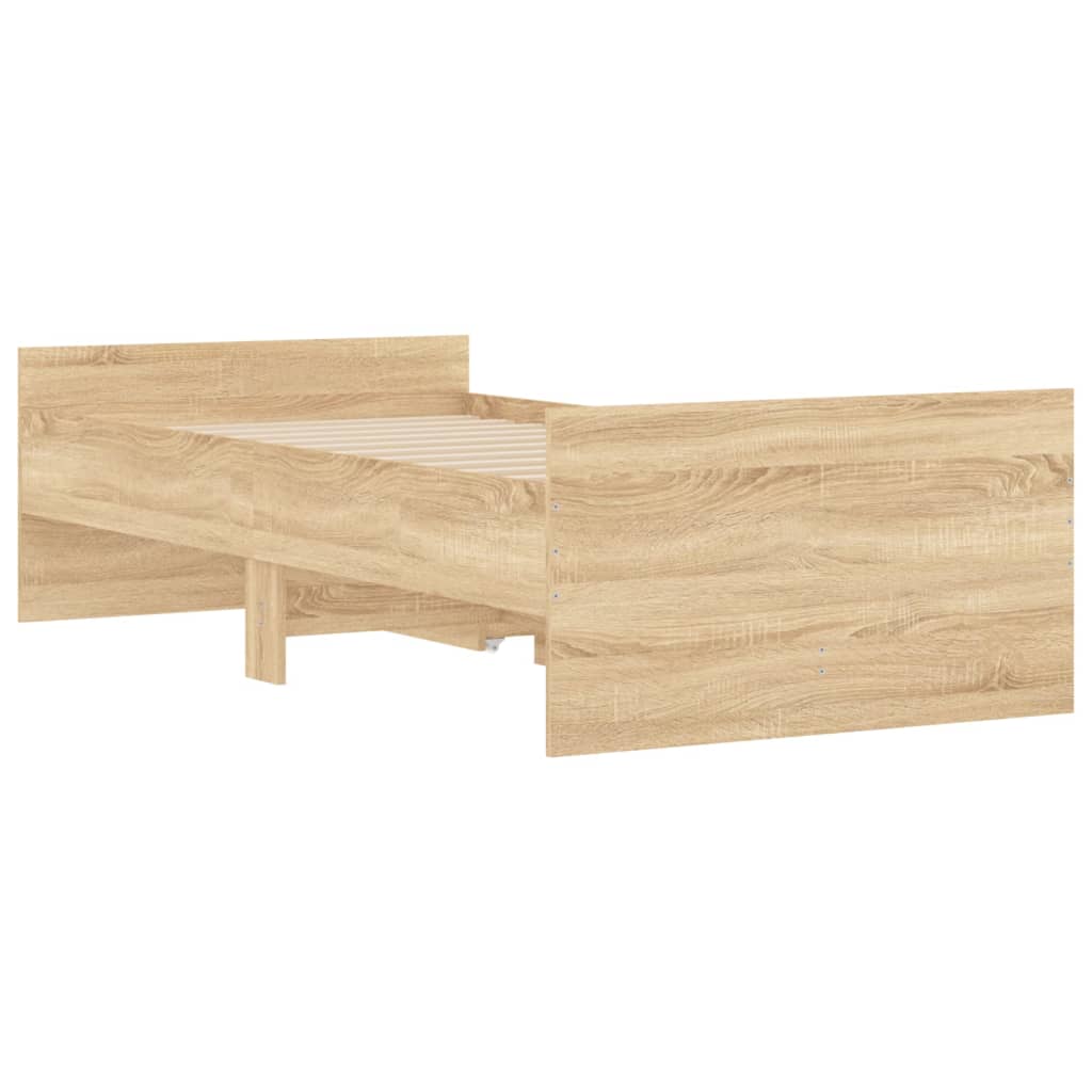 Bed Frame without Mattress Sonoma Oak 75x190 cm Small Single Small Single