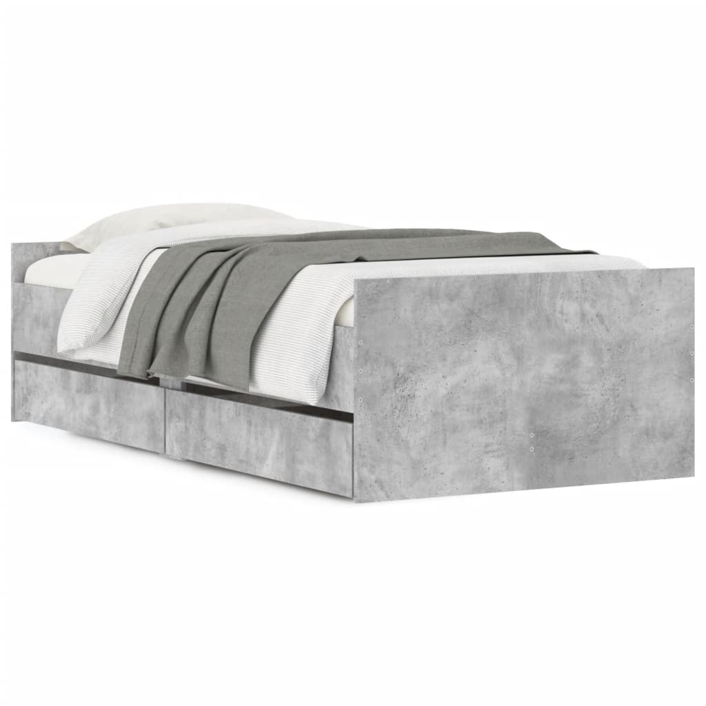 Bed Frame without Mattress Concrete Grey 75x190 cm Small Single Small Single