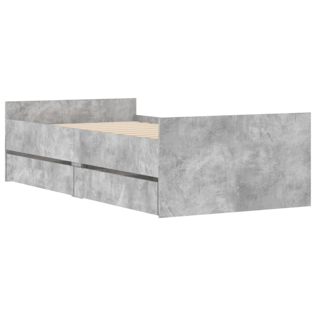 Bed Frame without Mattress Concrete Grey 75x190 cm Small Single Small Single
