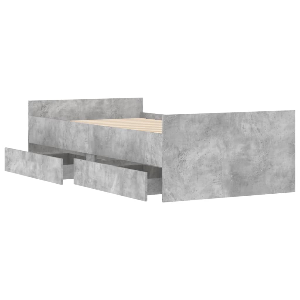 Bed Frame without Mattress Concrete Grey 75x190 cm Small Single Small Single