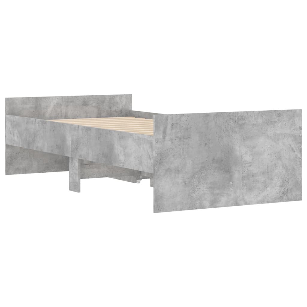 Bed Frame without Mattress Concrete Grey 75x190 cm Small Single Small Single