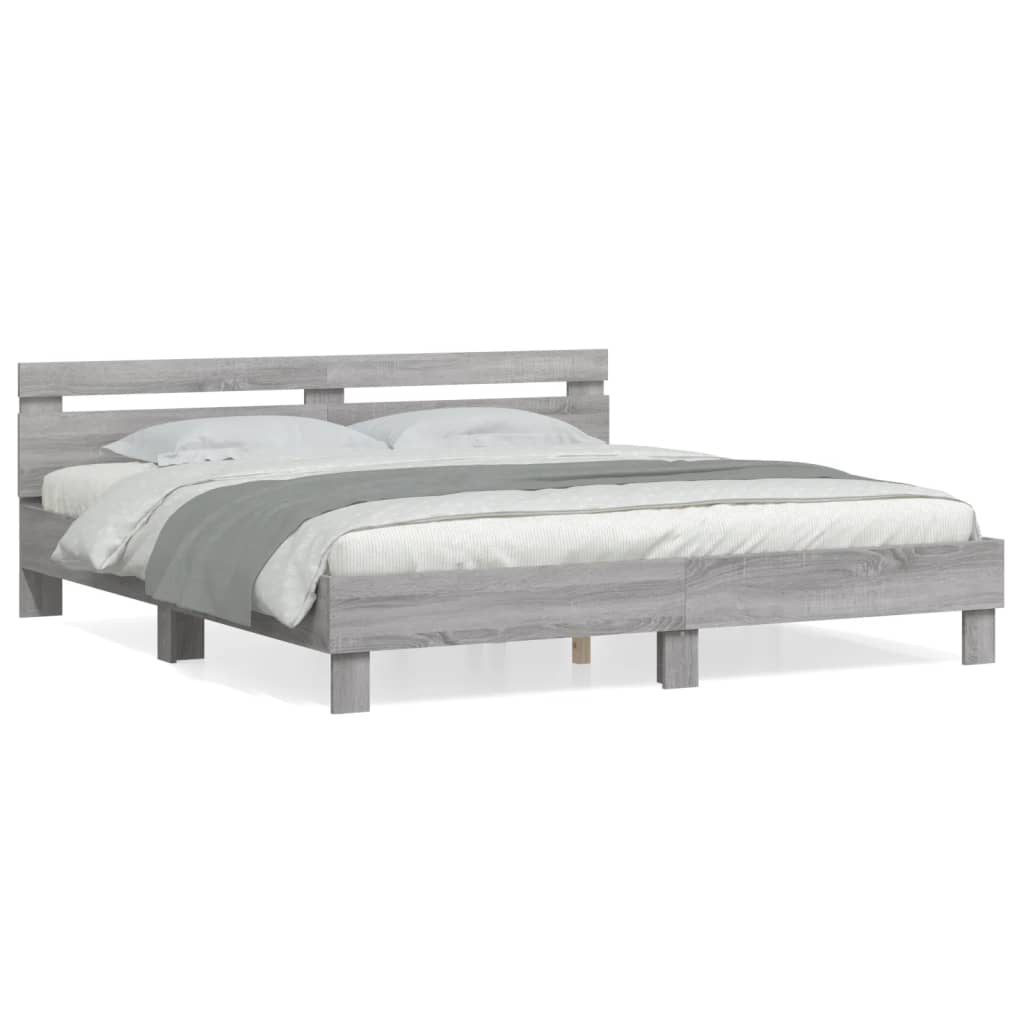 Bed Frame without Mattress Grey Sonoma 200x200 cm