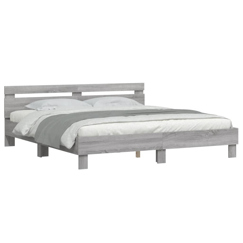 Bed Frame without Mattress Grey Sonoma 200x200 cm
