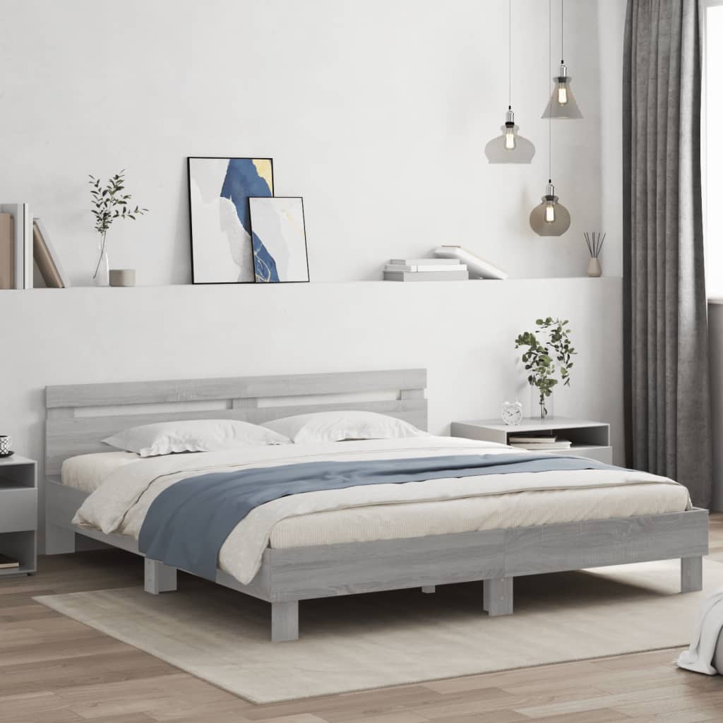 Bed Frame without Mattress Grey Sonoma 200x200 cm