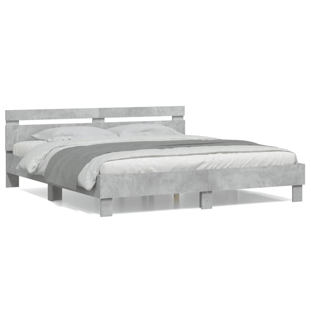 Bed Frame without Mattress Concrete Grey 180x200 cm Super King
