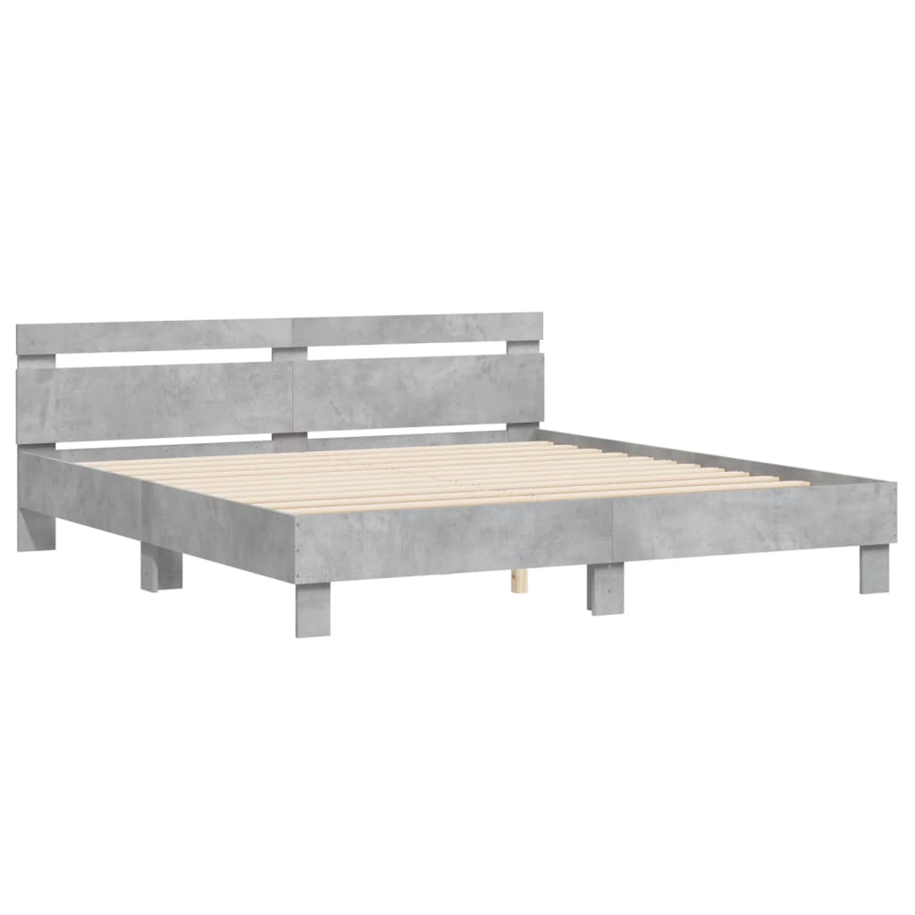 Bed Frame without Mattress Concrete Grey 180x200 cm Super King