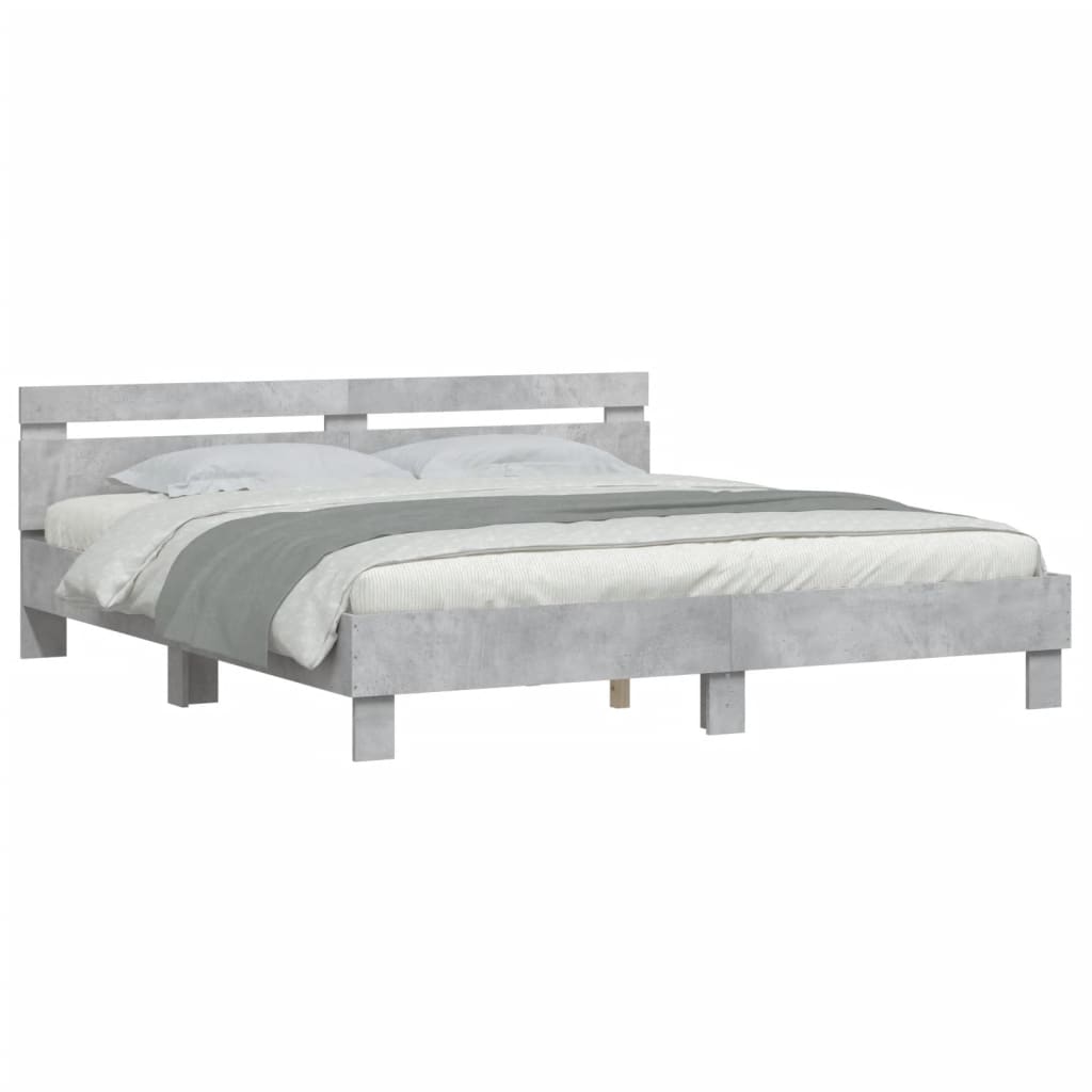 Bed Frame without Mattress Concrete Grey 180x200 cm Super King
