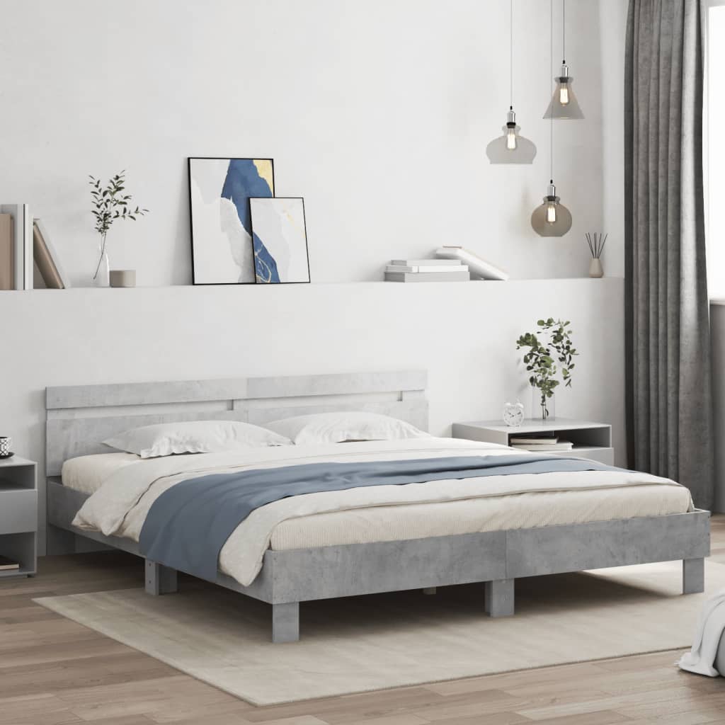 Bed Frame without Mattress Concrete Grey 180x200 cm Super King