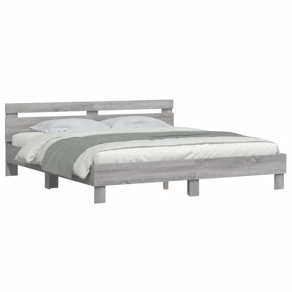 Bed Frame without Mattress Grey Sonoma 180x200 cm Super King
