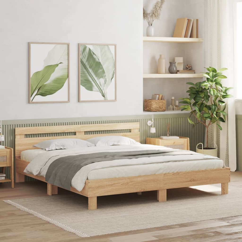 Bed Frame without Mattress Sonoma Oak 160x200 cm