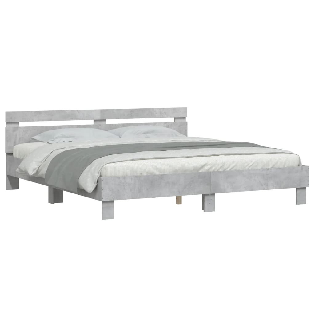 Bed Frame without Mattress Concrete Grey 160x200 cm