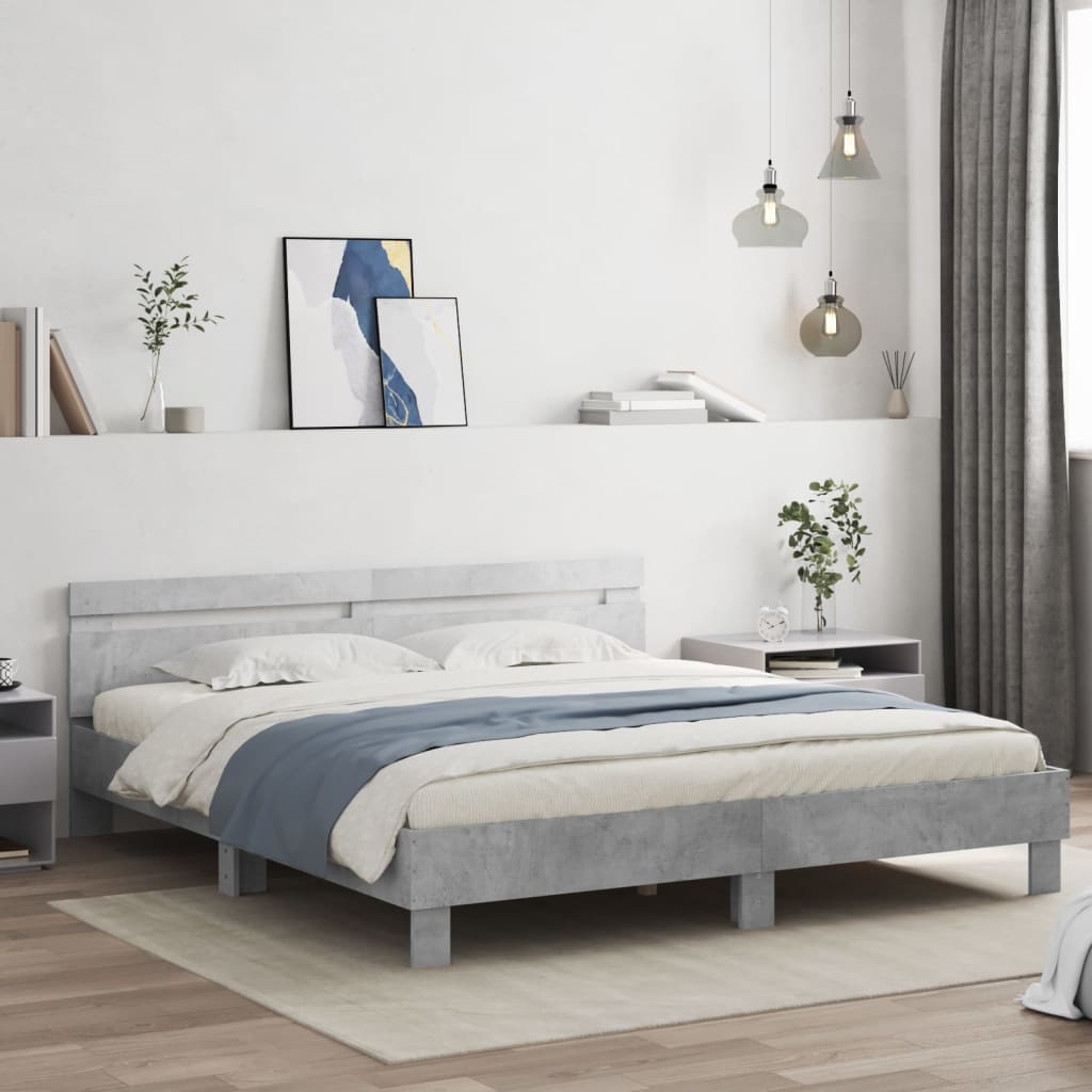 Bed Frame without Mattress Concrete Grey 160x200 cm