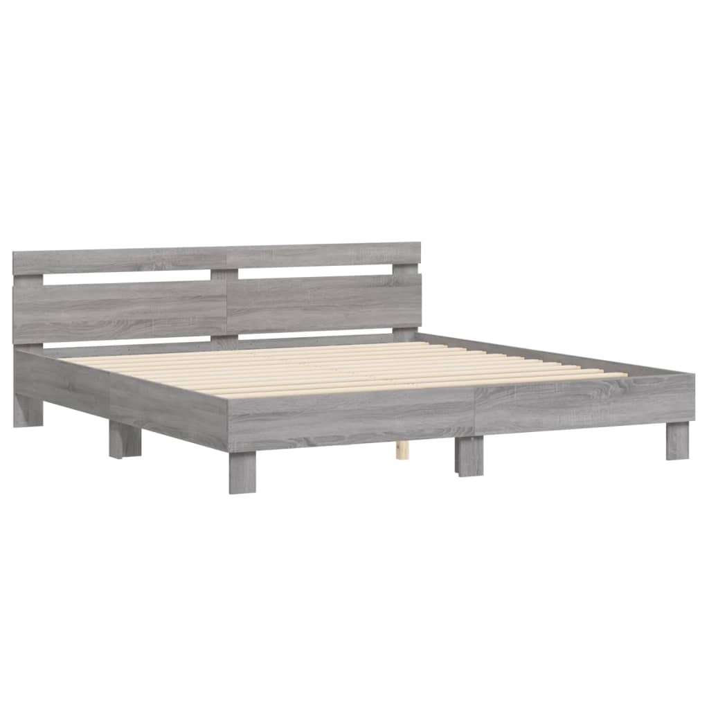 Bed Frame without Mattress Grey Sonoma 160x200 cm