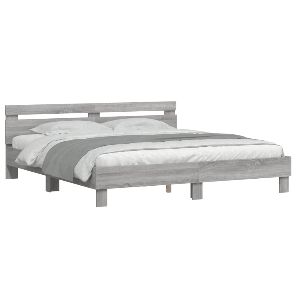 Bed Frame without Mattress Grey Sonoma 160x200 cm