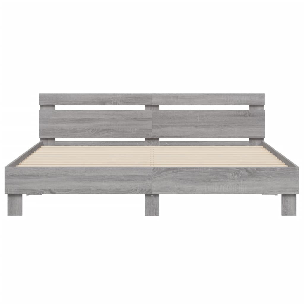 Bed Frame without Mattress Grey Sonoma 160x200 cm