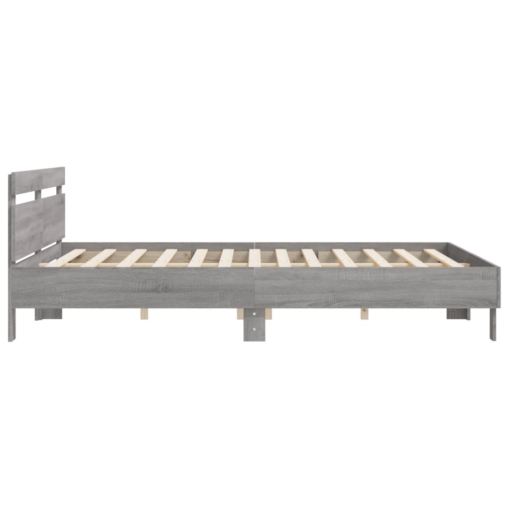 Bed Frame without Mattress Grey Sonoma 160x200 cm