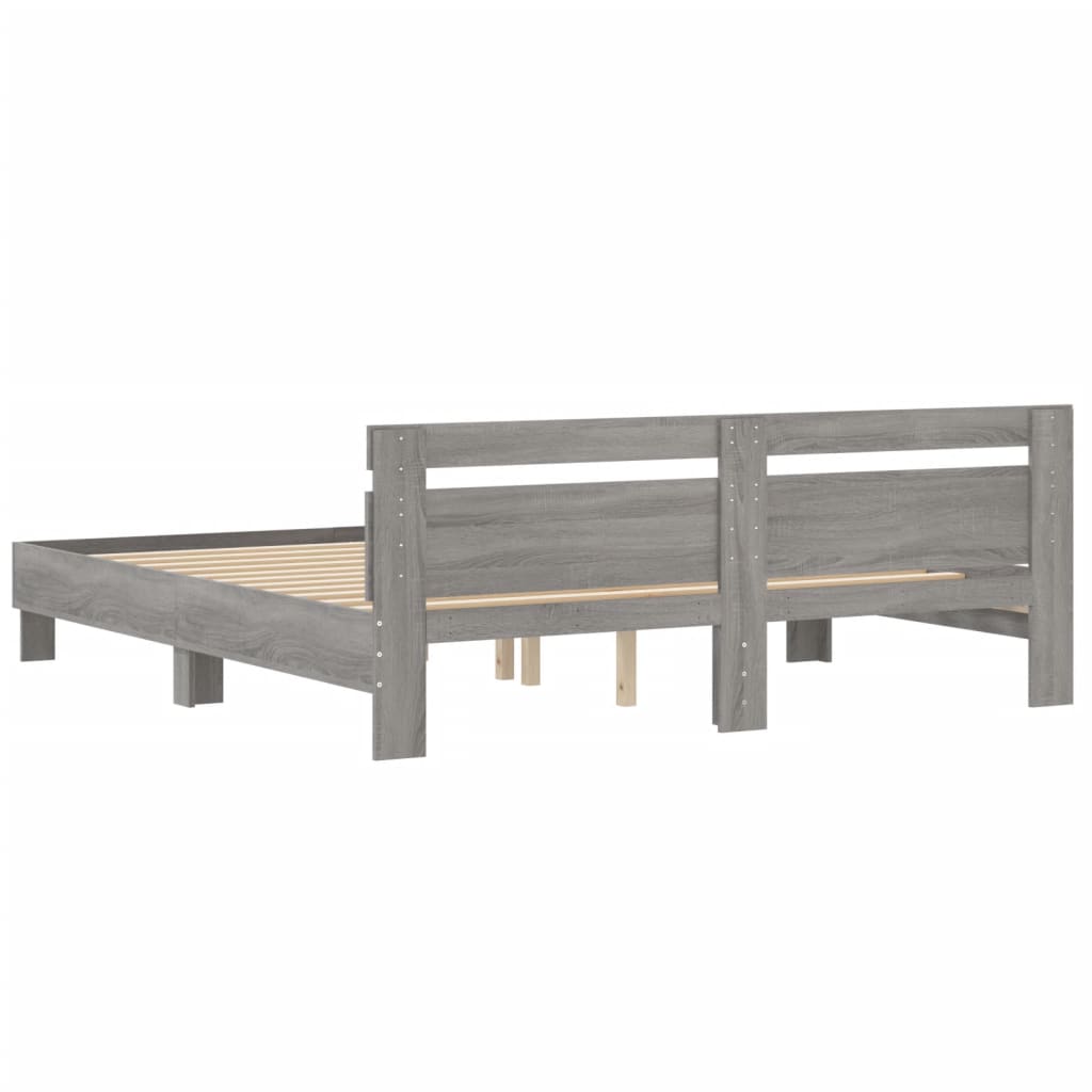 Bed Frame without Mattress Grey Sonoma 160x200 cm