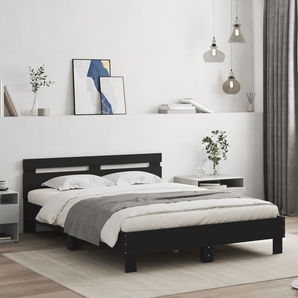 Bed Frame without Mattress Black 150x200 cm King Size