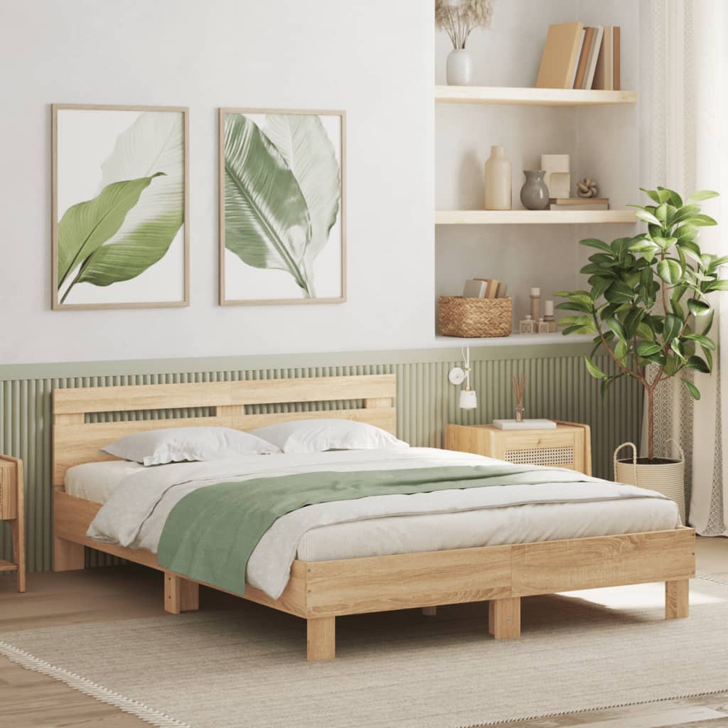 Bed Frame without Mattress Sonoma Oak 150x200 cm King Size