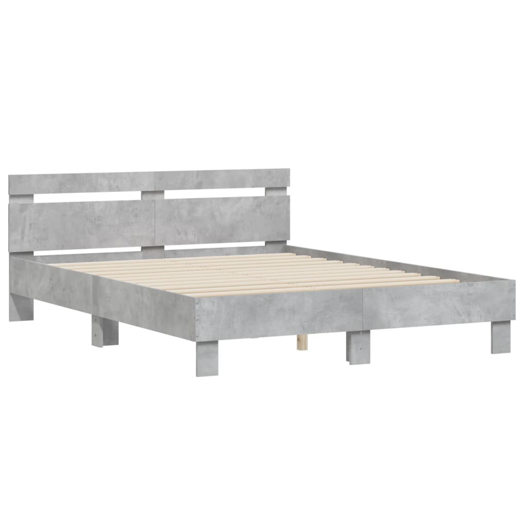 Bed Frame without Mattress Concrete Grey 150x200 cm King Size