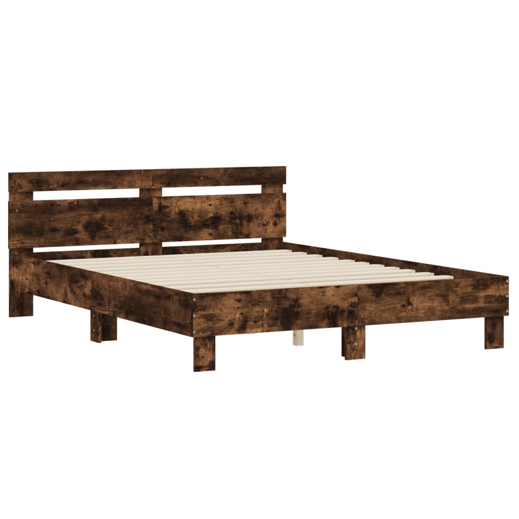 Bed Frame without Mattress Smoked Oak 150x200 cm King Size