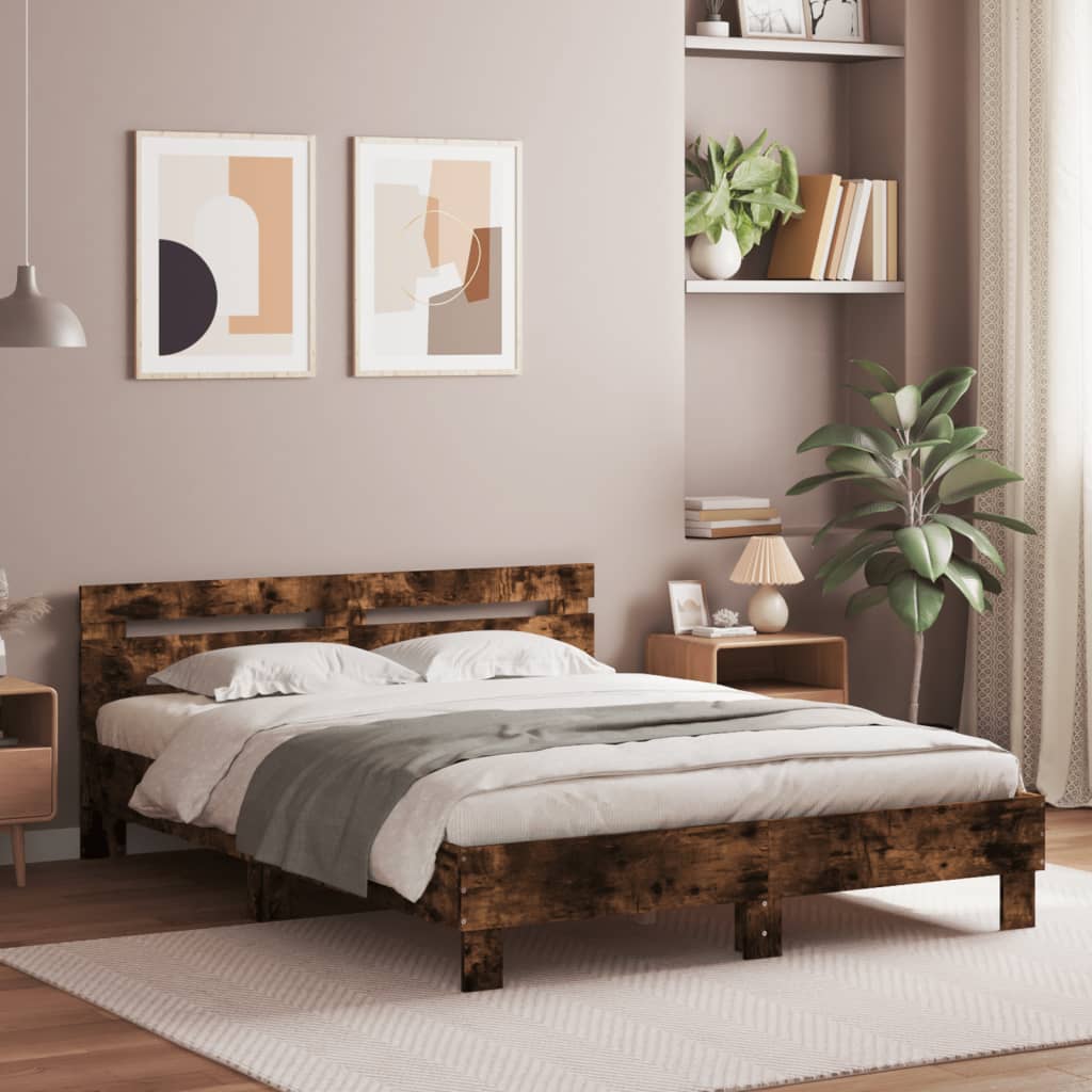 Bed Frame without Mattress Smoked Oak 150x200 cm King Size