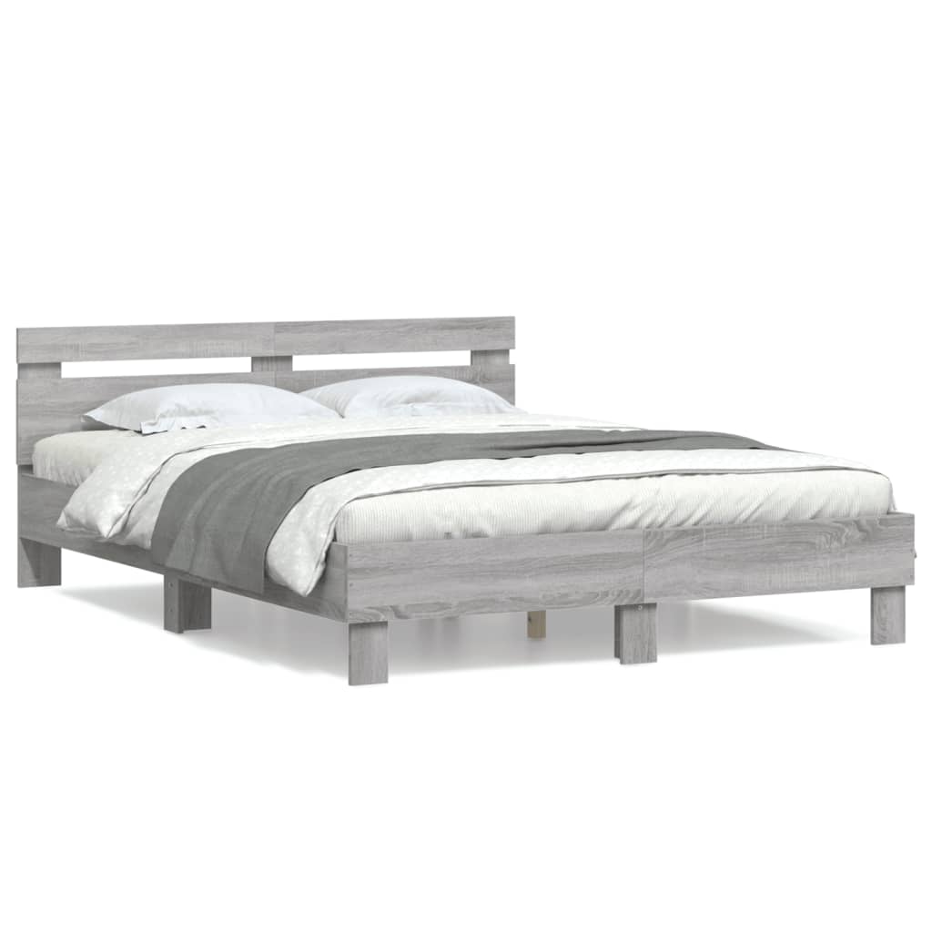 Bed Frame without Mattress Grey Sonoma 150x200 cm King Size