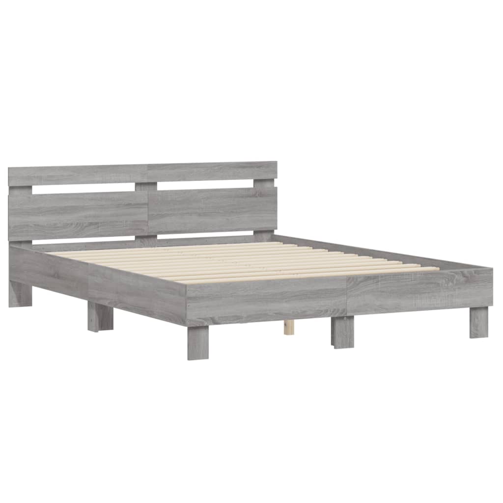 Bed Frame without Mattress Grey Sonoma 150x200 cm King Size