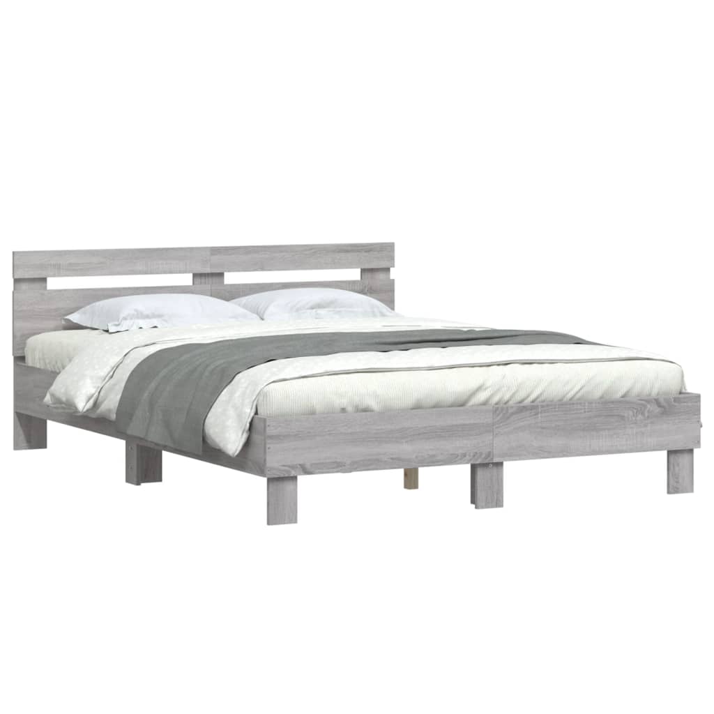 Bed Frame without Mattress Grey Sonoma 150x200 cm King Size