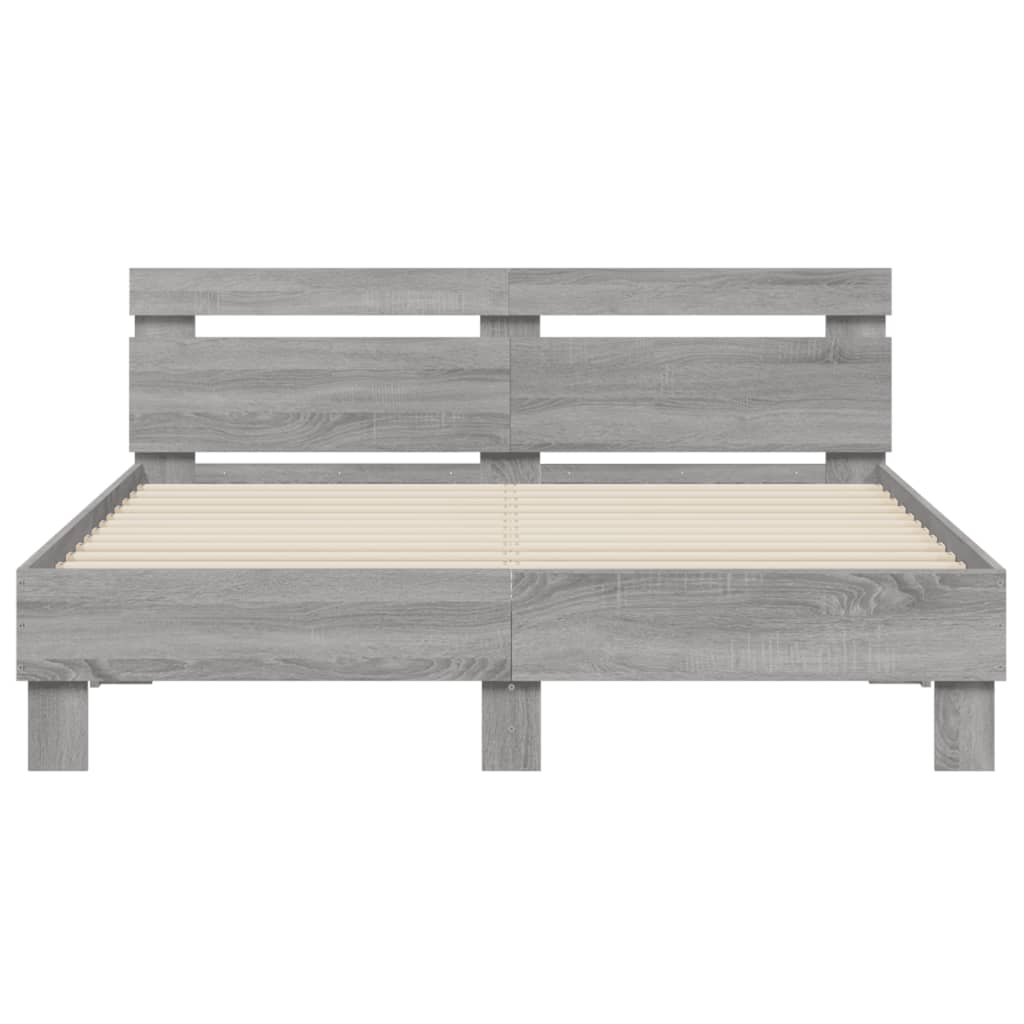 Bed Frame without Mattress Grey Sonoma 150x200 cm King Size