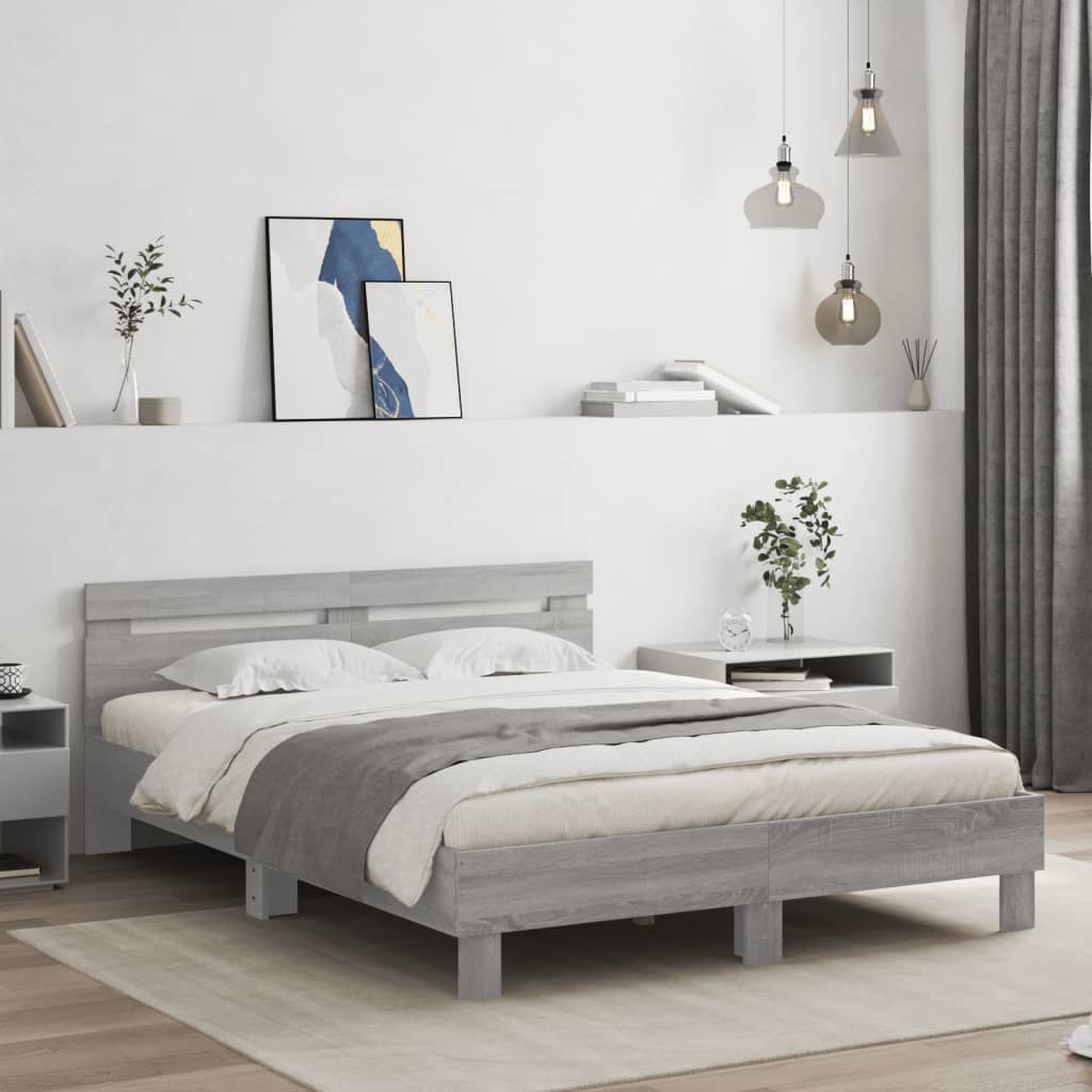 Bed Frame without Mattress Grey Sonoma 150x200 cm King Size