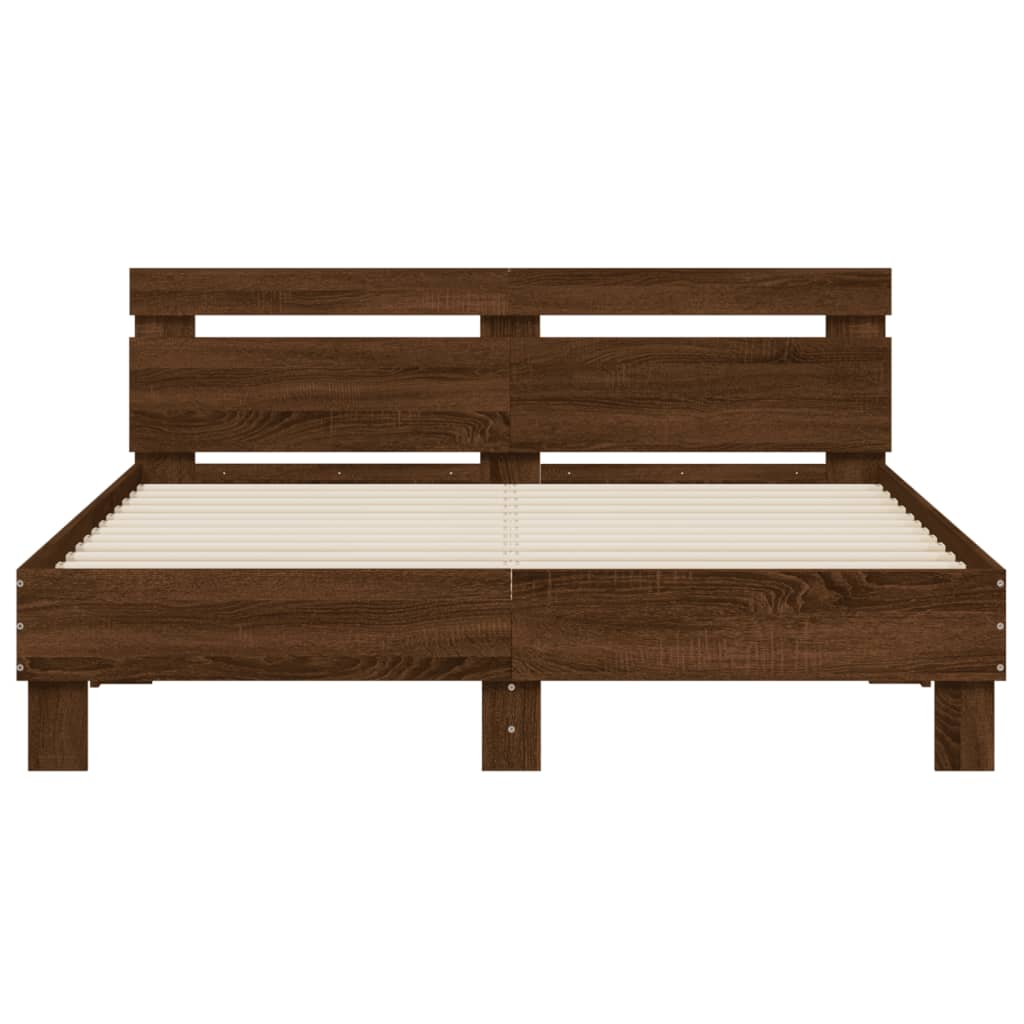 Bed Frame without Mattress Brown Oak 150x200 cm King Size