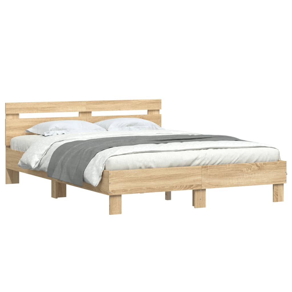Bed Frame without Mattress Sonoma Oak 140x200 cm