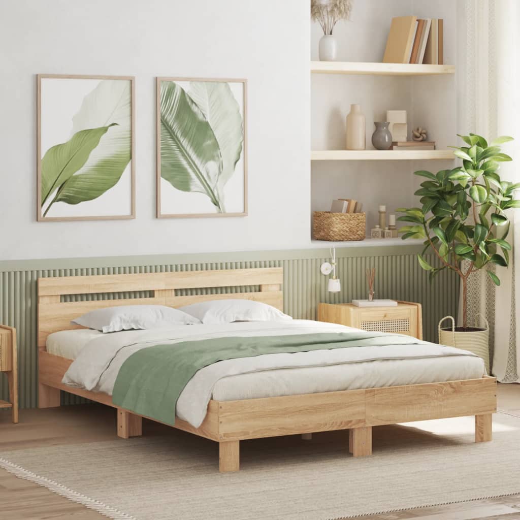 Bed Frame without Mattress Sonoma Oak 140x200 cm