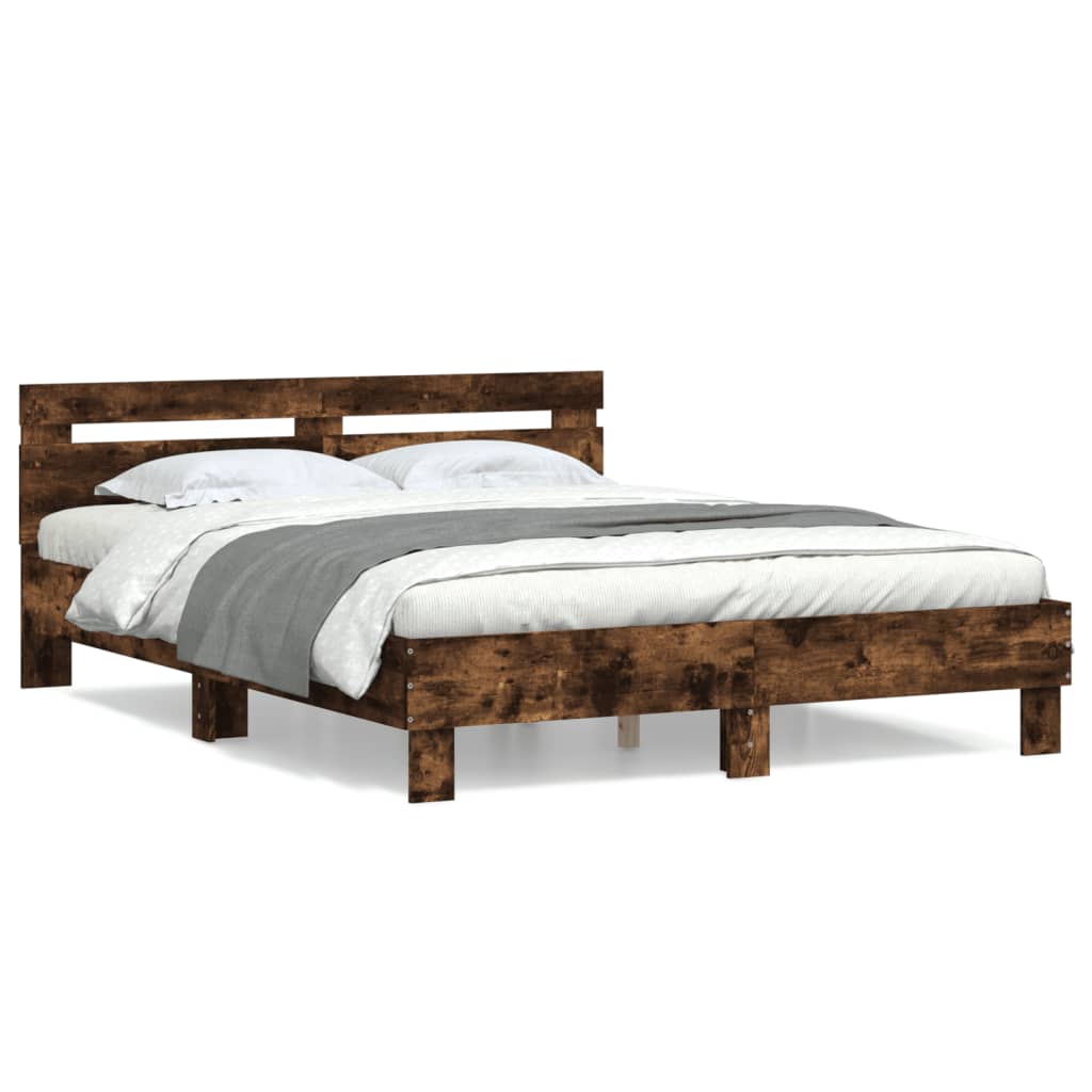 Bed Frame without Mattress Smoked Oak 140x200 cm