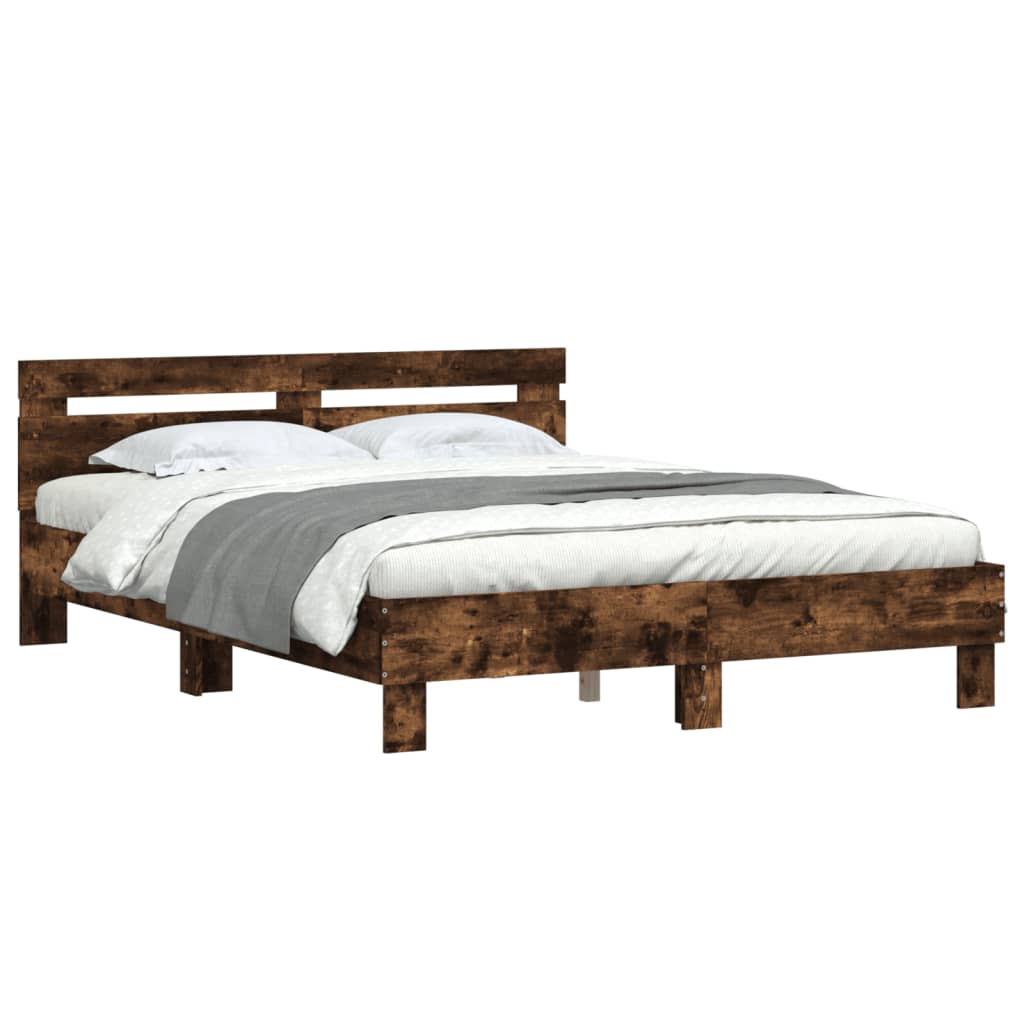 Bed Frame without Mattress Smoked Oak 140x200 cm